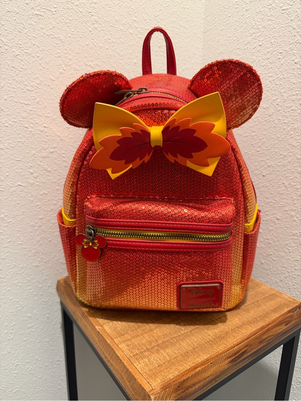 Loungefly Exclusive Disney Minnie Mouse Ears & Bow Fall Leaves Backpack